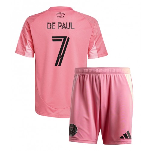 Stroje piłkarskie Inter Miami Rodrigo De Paul #7 Koszulka Podstawowej dla dzieci 2025-26 Krótki Rękaw (+ szorty)